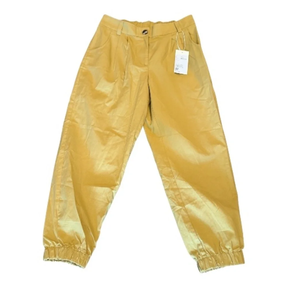 Halara Mid Rise Casual Cotton Joggers with Pockets, Small, NWT, Yellow Jasmine - Picture 5 of 5